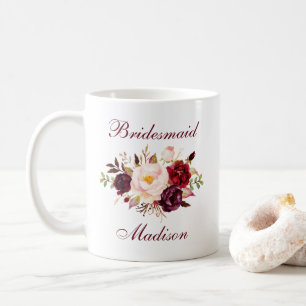Mug Aquarelle Bourgogne Nom de la servante d'État flor