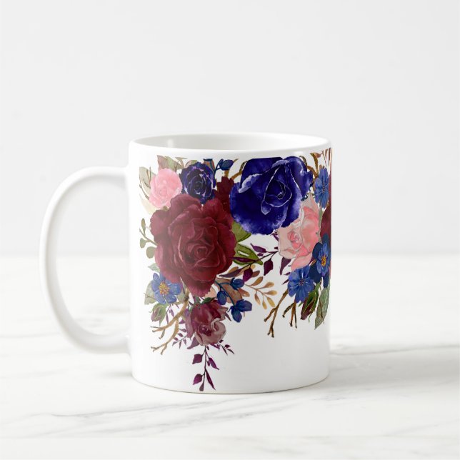 Mug Aquarelle Bourgogne Roses de la Marine Plutôt (Gauche)