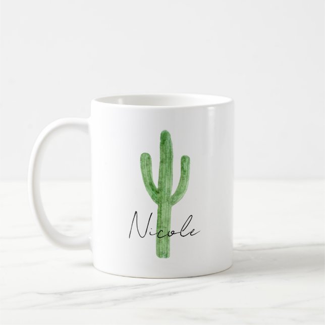 Mug Aquarelle Cactus Nom personnalisé (Gauche)