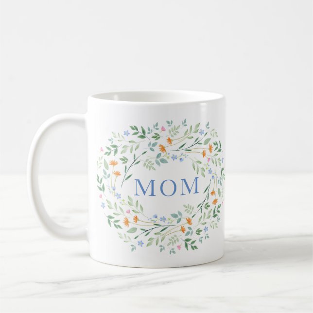 Mug Aquarelle Cadre Floral Mixte (Gauche)