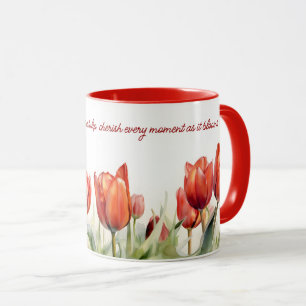 Mug Aquarelle café Tulipes rouges