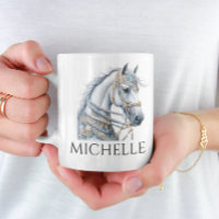 Aquarelle Carousel Cheval Monogramme Personnalisé