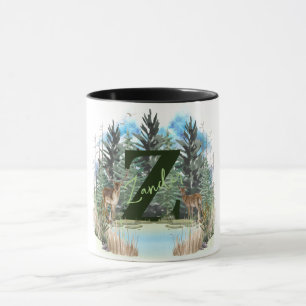 Mug Aquarelle Cerf Monogramme Personnalisé Lettre Z