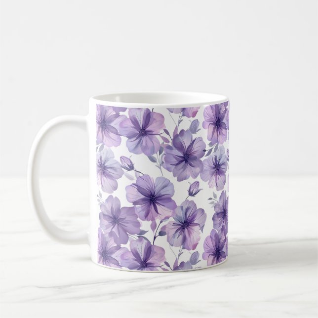 Mug Aquarelle Chic Romantique Floral Élégant Mignon (Gauche)