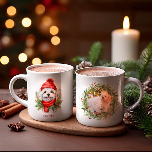 Mug Aquarelle Chien maltais de Noël