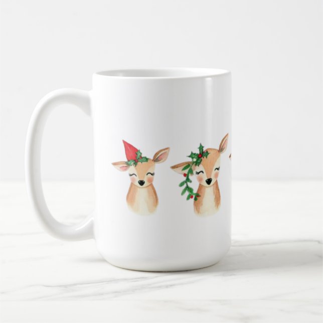 Mug Aquarelle Christmas mignonne Caribou Musique (Gauche)