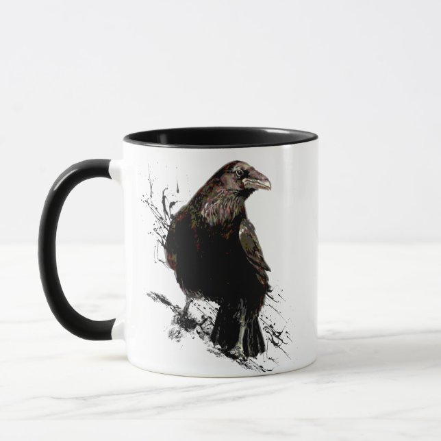 Mug Aquarelle Corbeau Oiseau Art animal (Gauche)