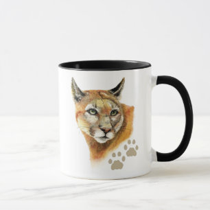 Mug Aquarelle Cougar Puma, Lion de montagne, Animal