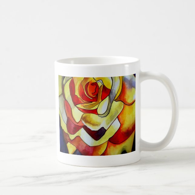 Mug Aquarelle couleur jaune fleur d'art original (Droite)
