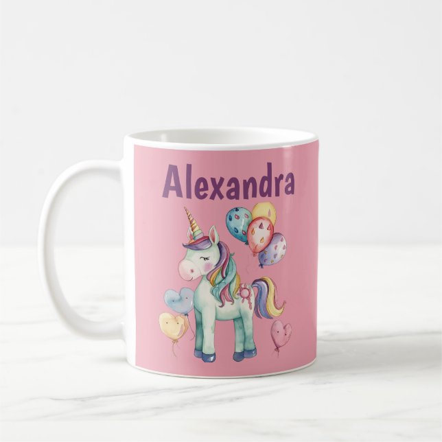 Mug Aquarelle couleur mignonne licorne (Gauche)