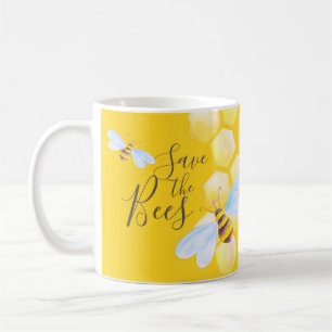 Mug Aquarelle d'abeille à miel jaune sauve les abeill