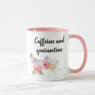 Mug Aquarelle de caféine et de quarantaine Rose floral