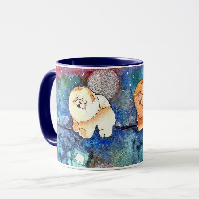 Mug Aquarelle de chien de la LUNE D'ARGENT (Devant gauche)