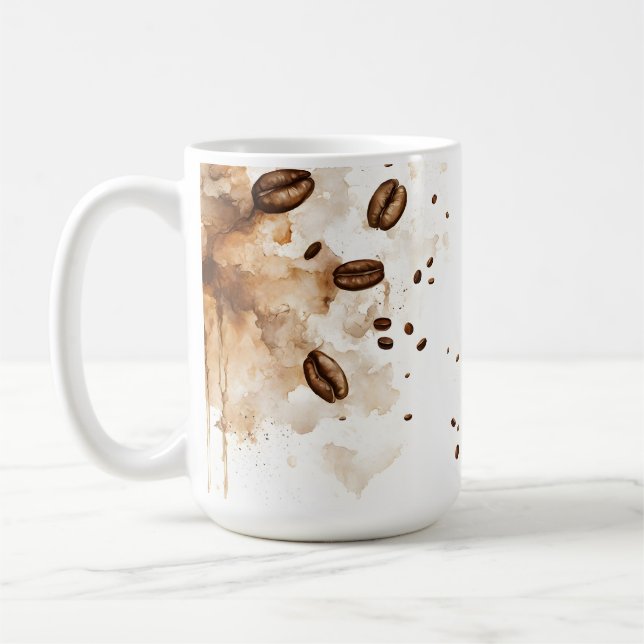 Mug Aquarelle de fèves de café - Addicats de café (Gauche)