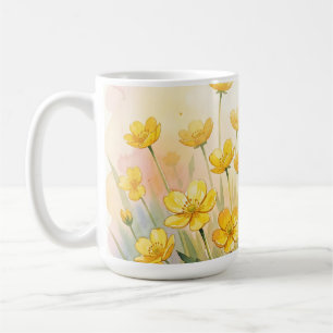Mug Aquarelle de fleur sauvage jaune ensoleillée