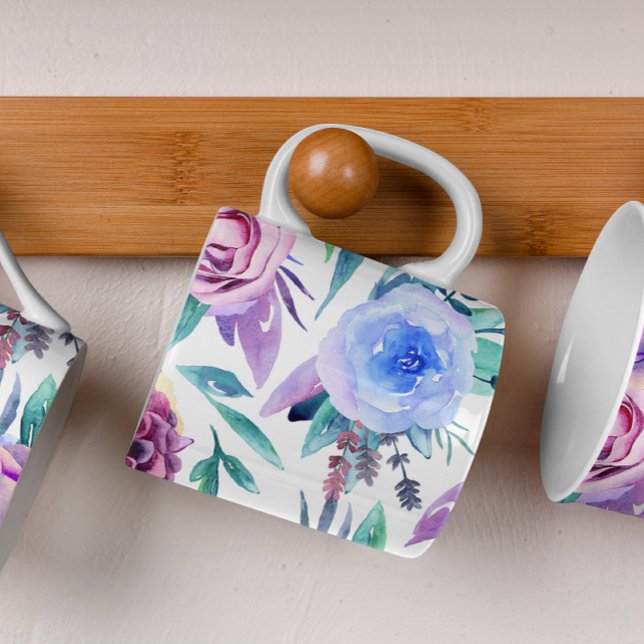 Mug Aquarelle de fleurs violettes et roses. Modèle flo (Créateur téléchargé)