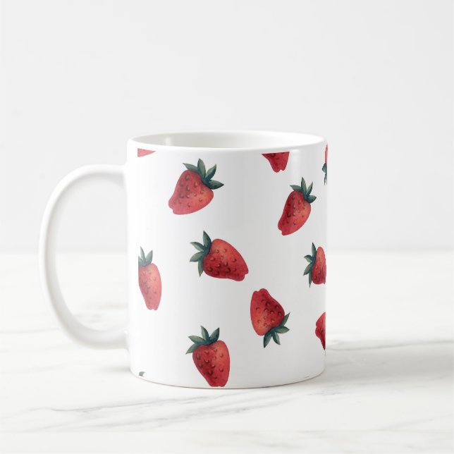 Mug Aquarelle de fraises : Jouer Motif sans couture (Gauche)