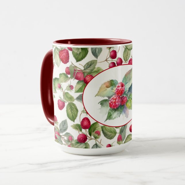 Mug Aquarelle de framboises mignonnes (Devant gauche)