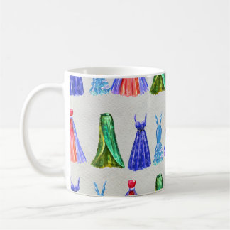 Mug Aquarelle de mode, robes dessinées à la main motif
