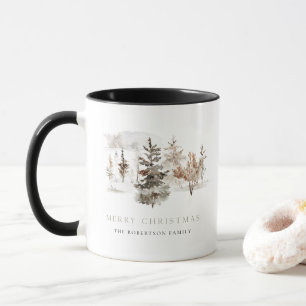 Mug Aquarelle de Noël Couche paysage hiver