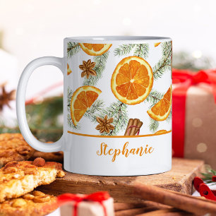 Mug Aquarelle de Noël Oranges Citrus Personnalisées