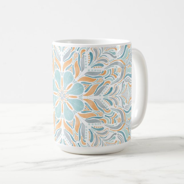 Mug Aquarelle de plage de Mandala (Devant droit)