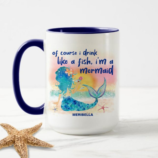 Mug Aquarelle de plage tropicale de la mer de Mermaid (Créateur téléchargé)