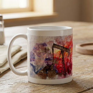 Mug Aquarelle de pompe à huile du Texas avec art du dr