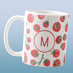 Mug Aquarelle de tomate Monogramme méditerranéen initi
