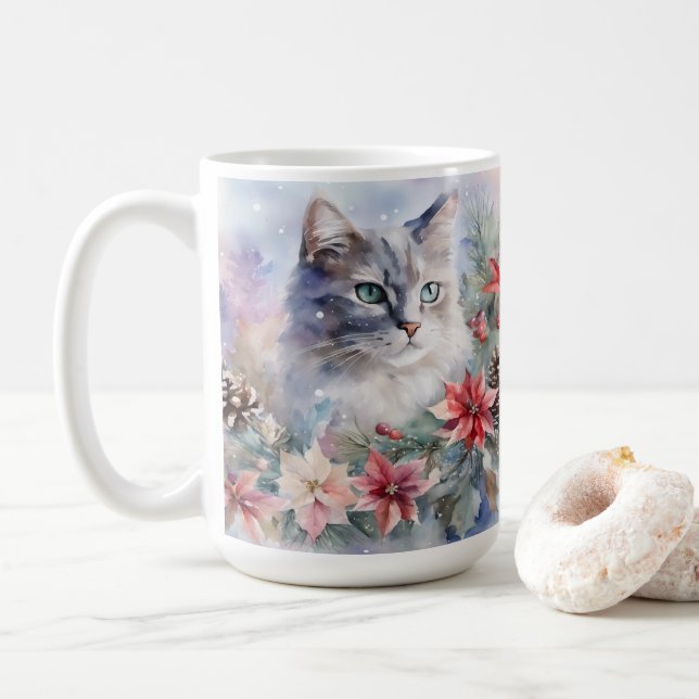 Mug Aquarelle de vacances Tabby (Avec donut)