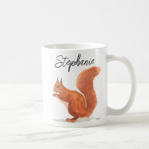 Mug Aquarelle d'écureuil animal boisé nom de bébé chut