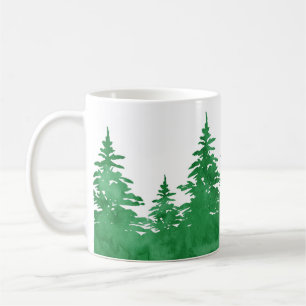 Mug Aquarelle d'émeraude Arbres À feuillage persistant