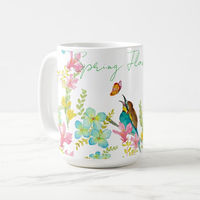 Mug Aquarelle des fleurs de printemps (Devant gauche)