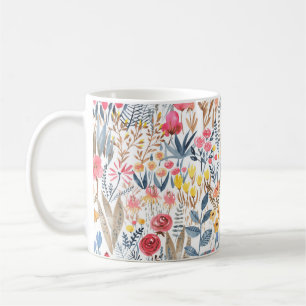 Mug Aquarelle dessinée à la main motif floral transp
