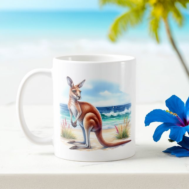 Mug Aquarelle d'été Kangaroo sur la plage (Créateur téléchargé)