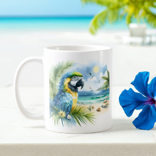 Mug Aquarelle d'été Parrot sur la plage