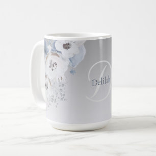 Mug Aquarelle d'hiver Monogramme floral personnalisé