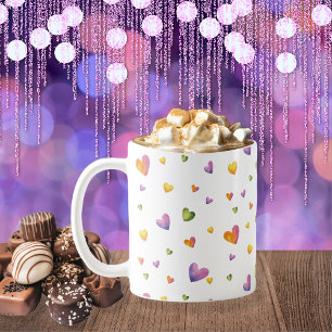 Mug Aquarelle douce Rainbow Hearts Motif