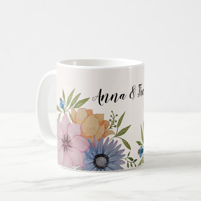 Mug Aquarelle du jardin de printemps Beige Neutre (Devant gauche)