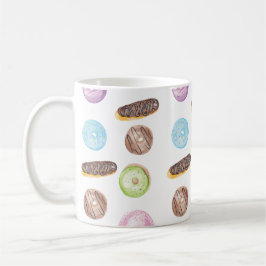 Mug Aquarelle Eclair Donuts Fun Whimiscal Sweet