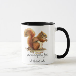 Mug Aquarelle écureuil rouge, Citation drôle