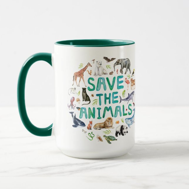 Mug Aquarelle Enregistrer les animaux (Gauche)