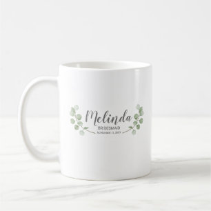 Mug Aquarelle Eucalyptus Nom de Demoiselle d'Honneur P