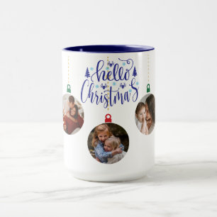 Mug Aquarelle festive bleue 5 photo Joyeux Noël
