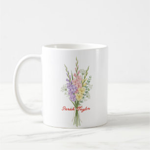 Mug Aquarelle Fleur de Naissance Larkspur Personnalisé