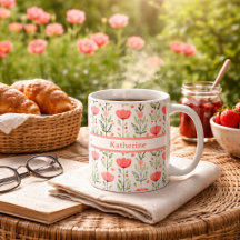 Aquarelle Fleur de Pavot Rose Corail