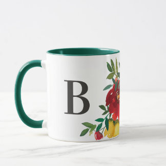 Mug Aquarelle Fleur sauvage Florale Monogramme deux to