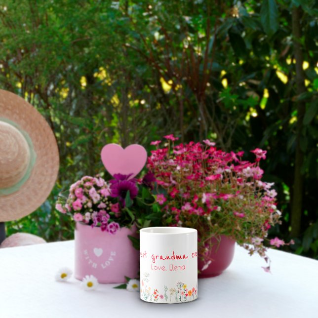 Mug Aquarelle fleur sauvage mère jour meilleure grand- (Créateur téléchargé)