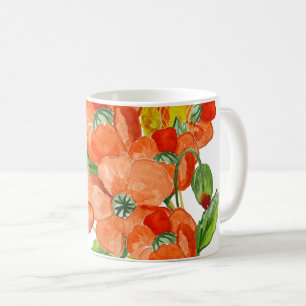 Mug Aquarelle fleurs de coquelicot mignonnes
