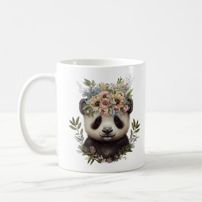 Mug Aquarelle Floral Baby Panda Cute (Gauche)